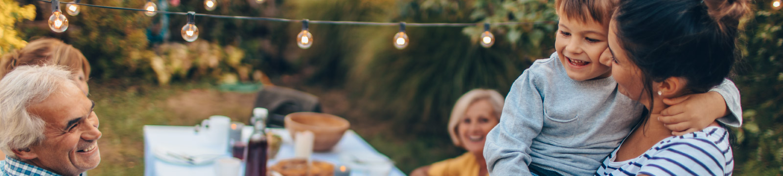 Family having an outdoor dinner